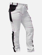 Complete stretch ladies painter's trousers with knee pad pockets work trousers white cotton