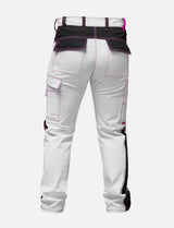 Complete stretch ladies painter's trousers with knee pad pockets work trousers white cotton