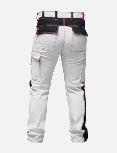 Complete stretch ladies painter's trousers with knee pad pockets work trousers white cotton