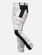 Complete stretch ladies painter's trousers with knee pad pockets work trousers white cotton
