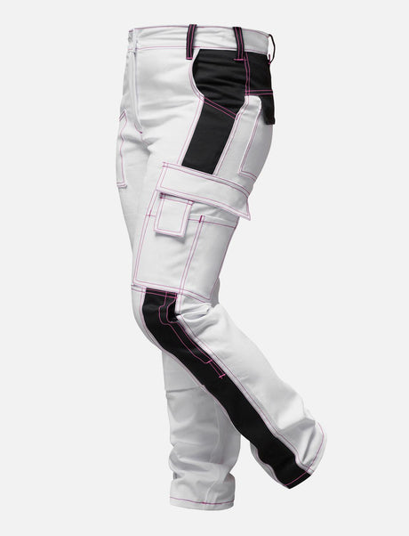 Complete stretch ladies painter's trousers with knee pad pockets work trousers white cotton