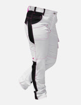 Complete stretch ladies painter's trousers with knee pad pockets work trousers white cotton