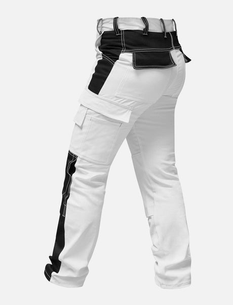 Complete stretch ladies painter's trousers with knee pad pockets work trousers white cotton