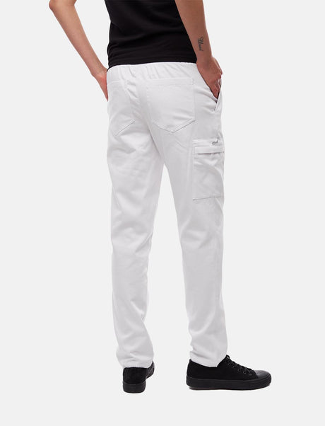 Women's Chef's Trousers with Elasticated Waist Cargo Regular Fit White / Black