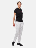 Pantalon de cuisine femme avec taille élastique Cargo Regular Fit blanc / noir