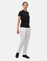 Pantalon de cuisine femme avec taille élastique Cargo Regular Fit blanc / noir