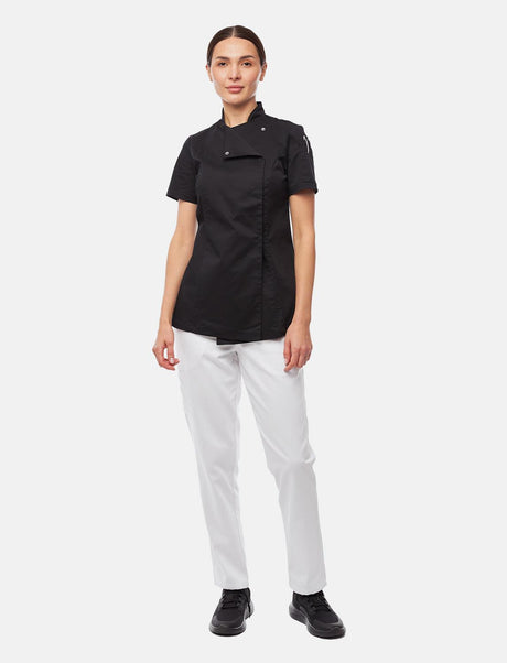 Veste de cuisine stretch femme à boutons-pression | Slim Fit manches courtes | StrongAnt D411KURZSTR