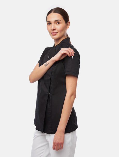 Veste de cuisine stretch femme à boutons-pression | Slim Fit manches courtes | StrongAnt D411KURZSTR