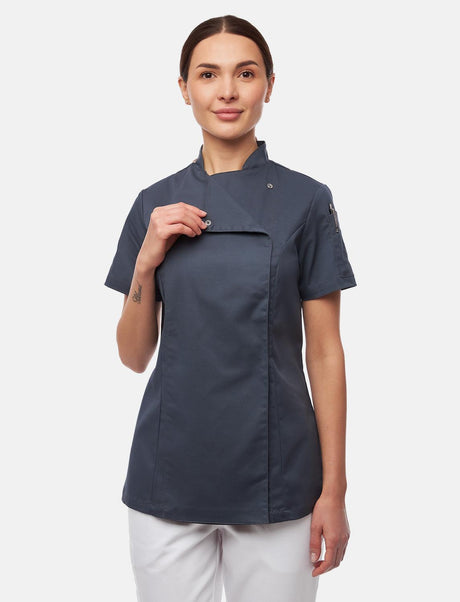 Veste de cuisine stretch femme à boutons-pression | Slim Fit manches courtes | StrongAnt D411KURZSTR