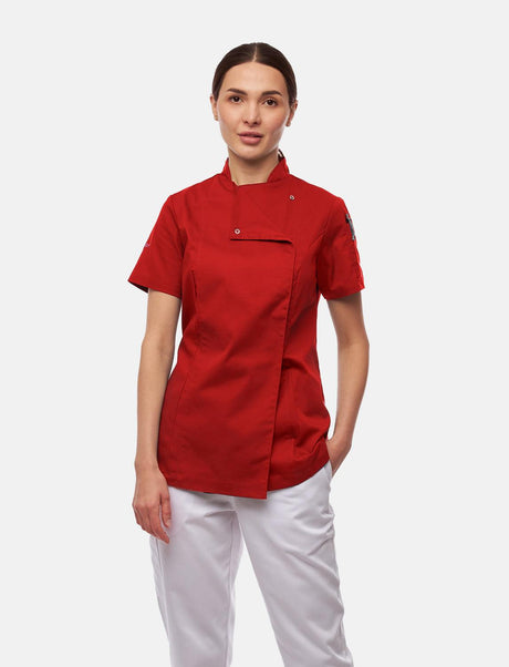 Veste de cuisine stretch femme à boutons-pression | Slim Fit manches courtes | StrongAnt D411KURZSTR