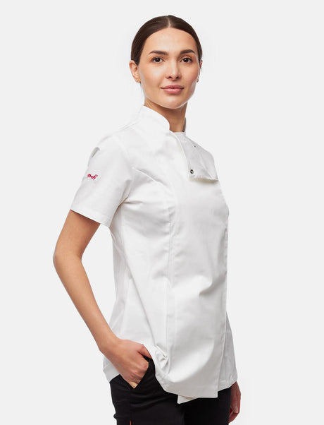 Veste de cuisine stretch femme à boutons-pression | Slim Fit manches courtes | StrongAnt D411KURZSTR