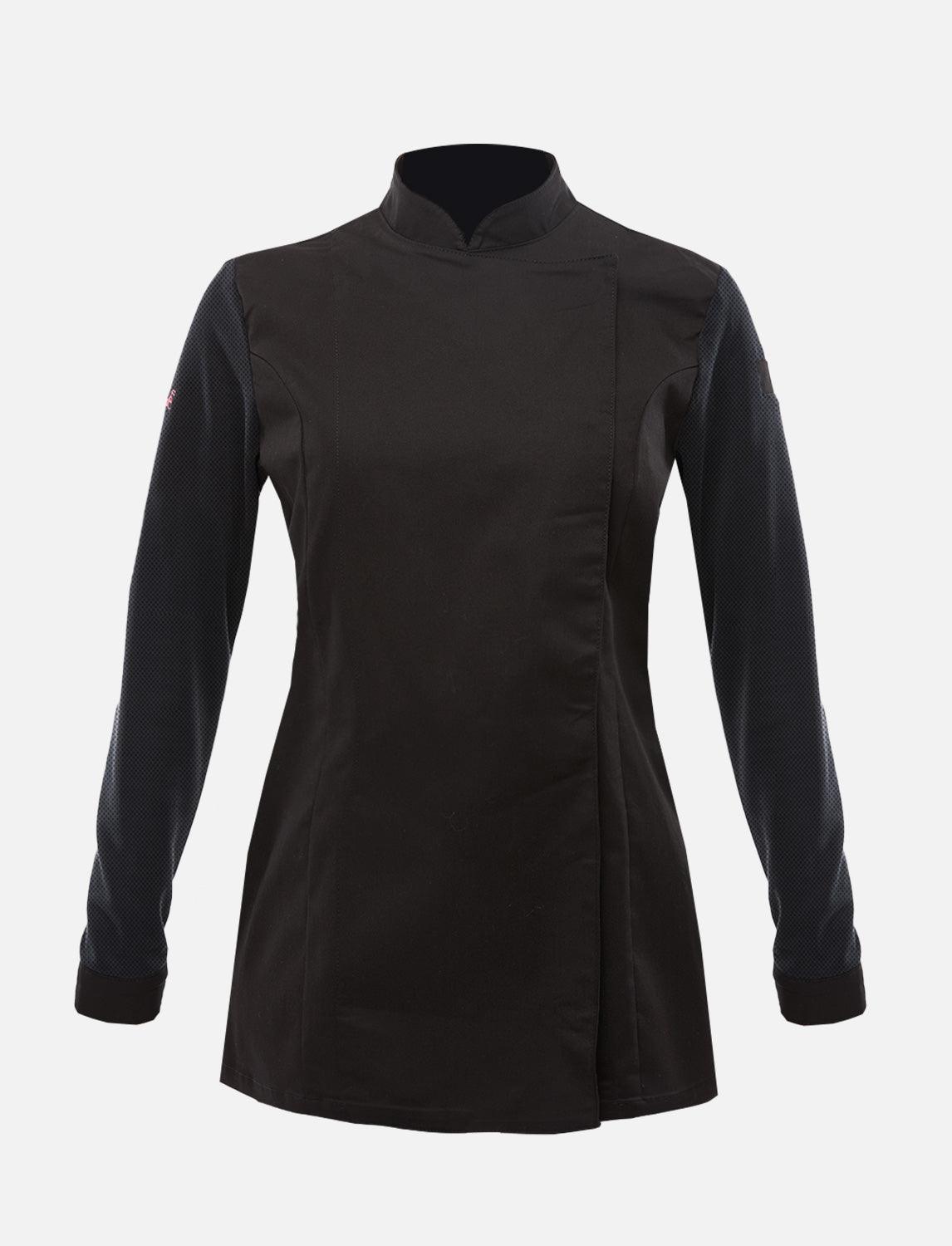 Women's chef's jacket with dryMesh back and sleeves - snap fasteners - long sleeve