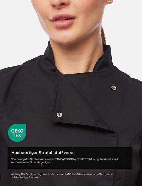 Veste de cuisine femme avec dos et manches dryMesh - boutons-pression - manches longues