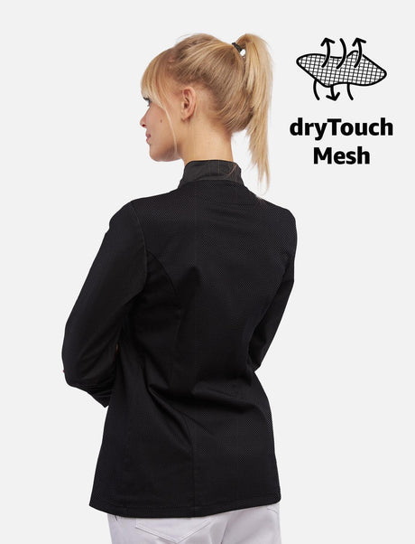 Veste de cuisine femme avec dos et manches dryMesh - boutons-pression - manches longues
