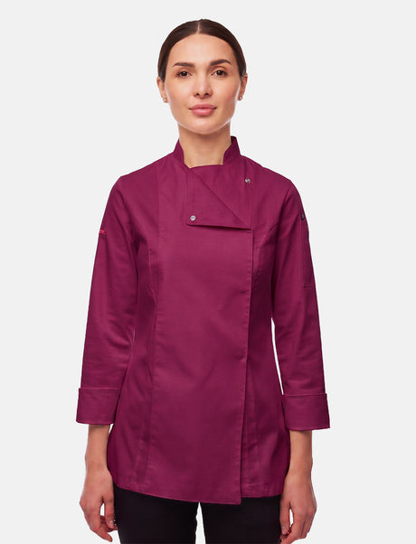 Veste de cuisine stretch femme coupe slim avec boutons-pression | StrongAnt D411LANGSTR