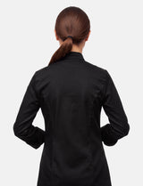 Stretch chef's jacket women with snap fasteners long sleeve slim fit