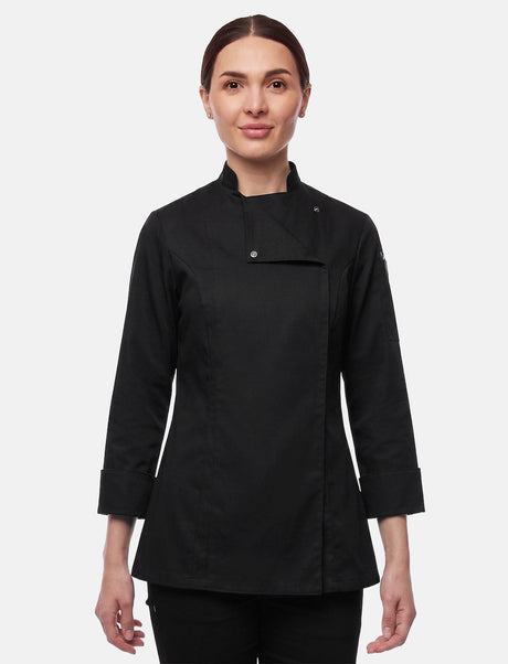 Veste de cuisine stretch femme coupe slim avec boutons-pression | StrongAnt D411LANGSTR