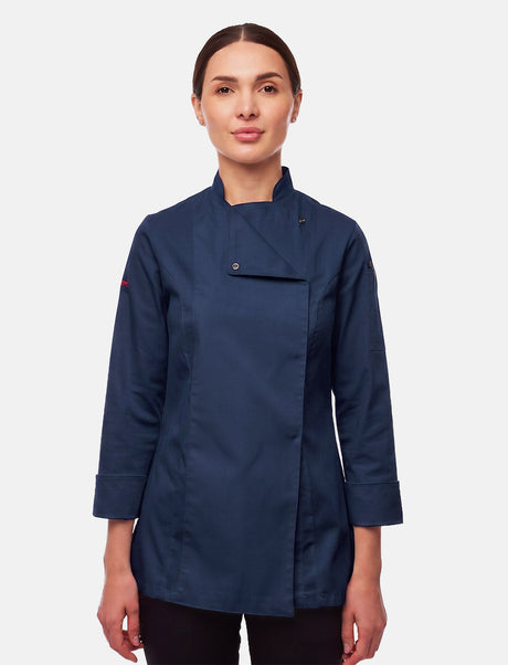 Veste de cuisine stretch femme coupe slim avec boutons-pression | StrongAnt D411LANGSTR