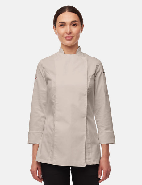 Veste de cuisine stretch femme coupe slim avec boutons-pression | StrongAnt D411LANGSTR