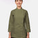 Olivfarbene Kochjacke Damen D411LANGSTR Langarm – Vorderansicht
