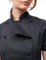 Veste de cuisine femme manches courtes en coton avec boutons boule | StrongAnt D412WAKURZ