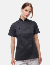 Veste de cuisine femme manches courtes en coton avec boutons boule | StrongAnt D412WAKURZ