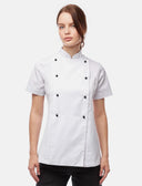 Veste de cuisine femme manches courtes en coton avec boutons boule | StrongAnt D412WAKURZ