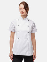 Veste de cuisine femme manches courtes en coton avec boutons boule | StrongAnt D412WAKURZ