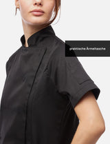 Women's short-sleeved chef's jacket with snap fasteners made of easyClean cotton
