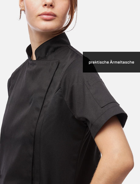 Veste de cuisine femme manches courtes avec boutons-pression | StrongAnt D412WAKSB