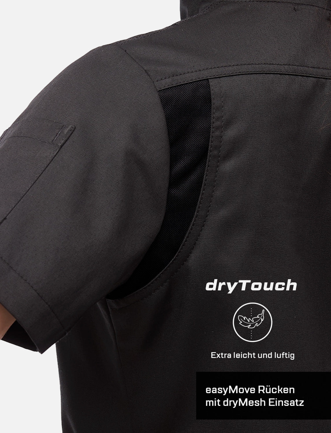 Women's short-sleeved chef's jacket with snap fasteners made of easyClean cotton