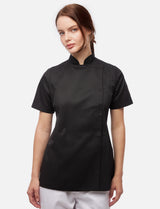 Women's short-sleeved chef's jacket with snap fasteners made of easyClean cotton