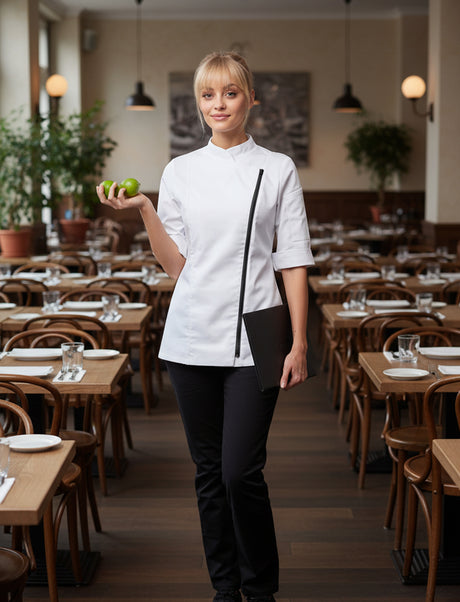 Veste de cuisine stretch femme avec fermeture zippée Slim Fit