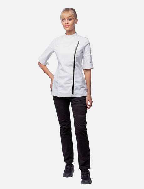 Veste de cuisine stretch femme avec fermeture zippée Slim Fit