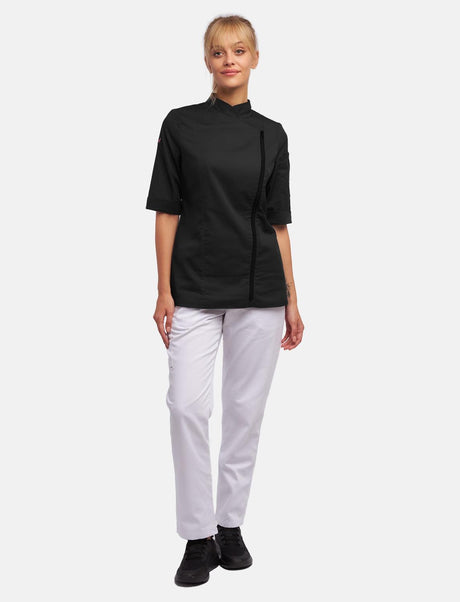 Veste de cuisine stretch femme avec fermeture zippée Slim Fit