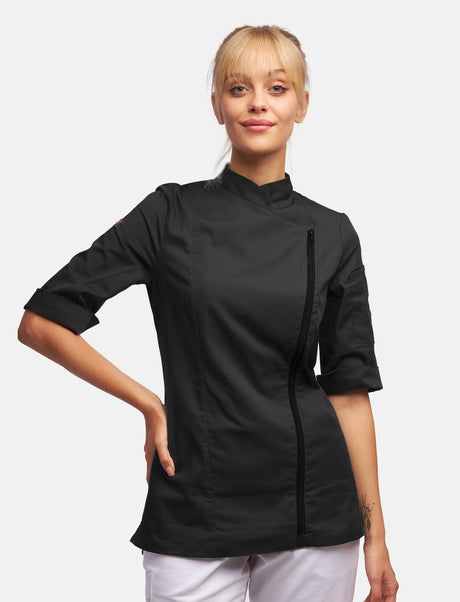 Veste de cuisine stretch femme avec fermeture zippée Slim Fit
