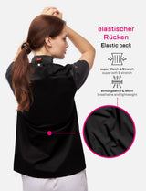 Women's chef's jacket with stretch back including ball buttons, short sleeve
