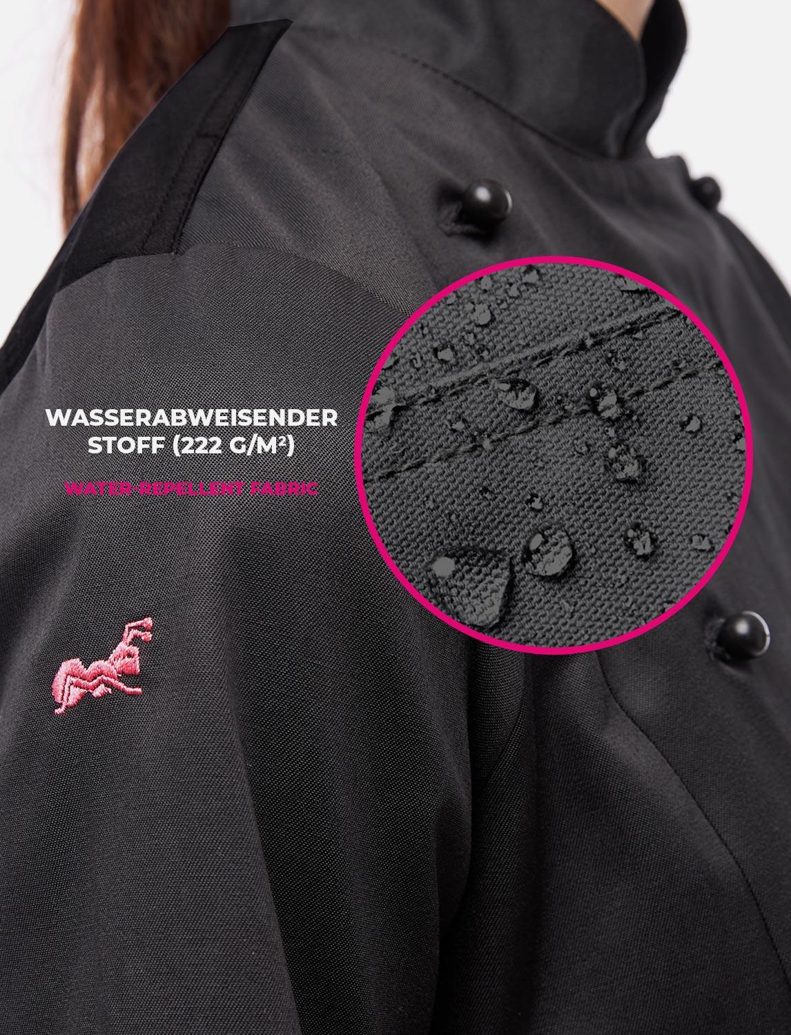 Women's chef's jacket with stretch back including ball buttons, short sleeve