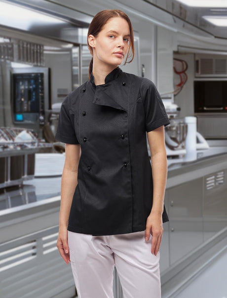 Veste de cuisine femme avec dos stretch et boutons boule | StrongAnt D414WKS