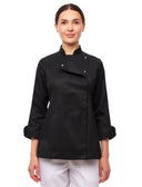 Chef's jacket women's long-sleeved with snap fasteners easyMove and dryMesh long-sleeved slim fit chef uniform jacket modern baker's jacket