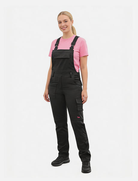 Women's work dungarees made of stretch strong cotton with knee pad pockets
