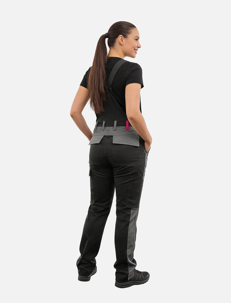 Women's work dungarees made of stretch strong cotton with knee pad pockets