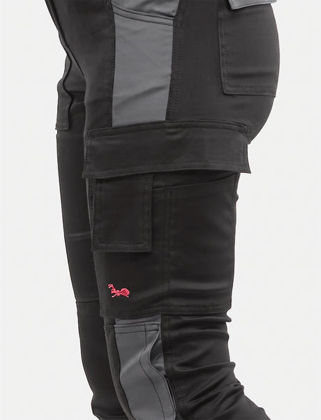 Women's work dungarees made of stretch strong cotton with knee pad pockets