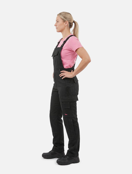 Women's work dungarees stretch with knee pad pockets work trousers cotton