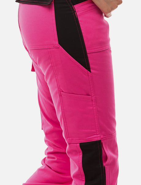 Women's work dungarees stretch with knee pad pockets work trousers cotton