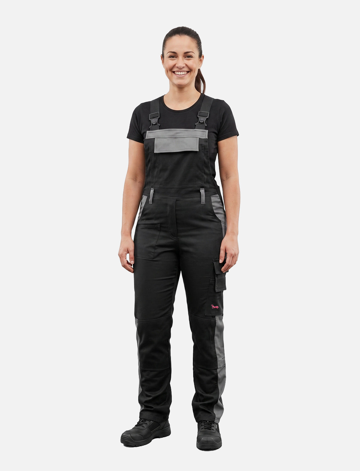 Women's work dungarees stretch with knee pad pockets work trousers cotton
