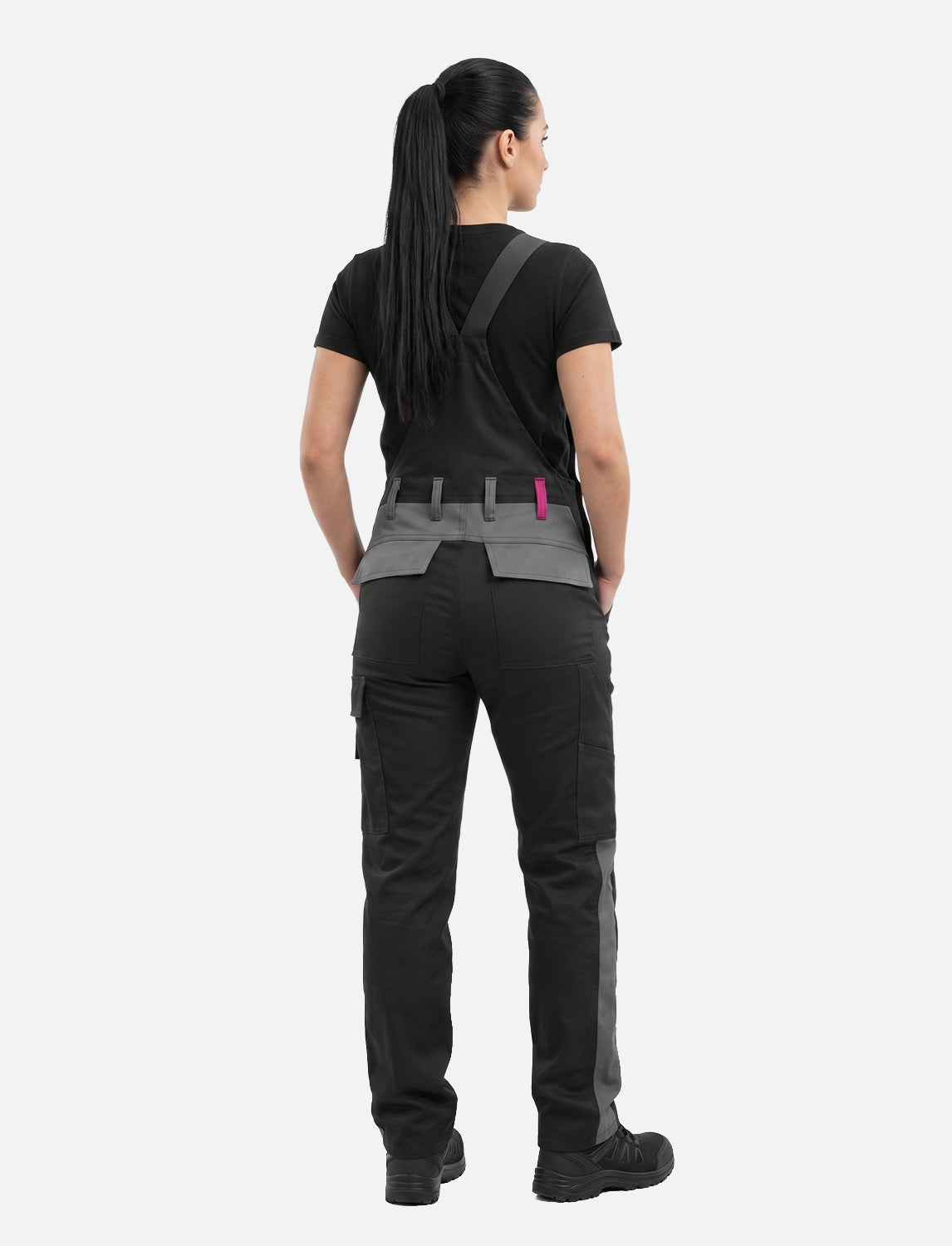 Women's work dungarees stretch with knee pad pockets work trousers cotton