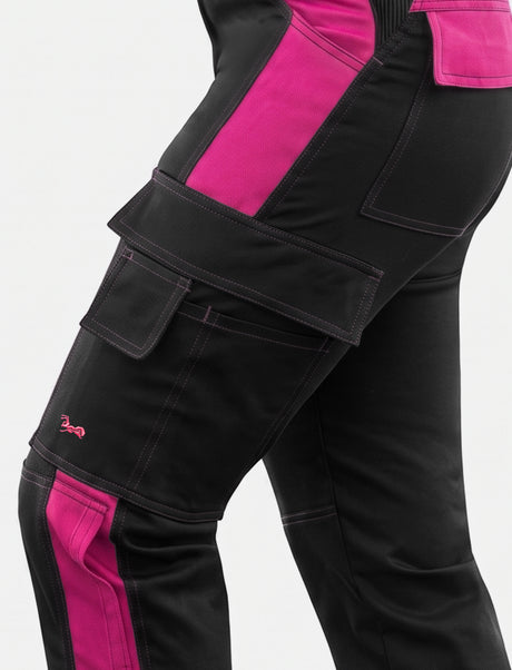 Women's work dungarees stretch with knee pad pockets work trousers cotton
