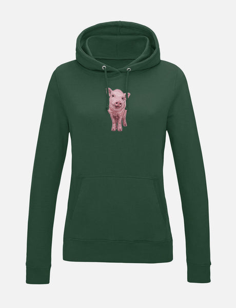 Damen-Hoodie mit Schweinchen-Stickerei