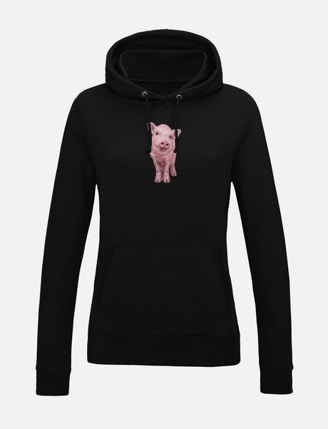 Damen-Hoodie mit Schweinchen-Stickerei